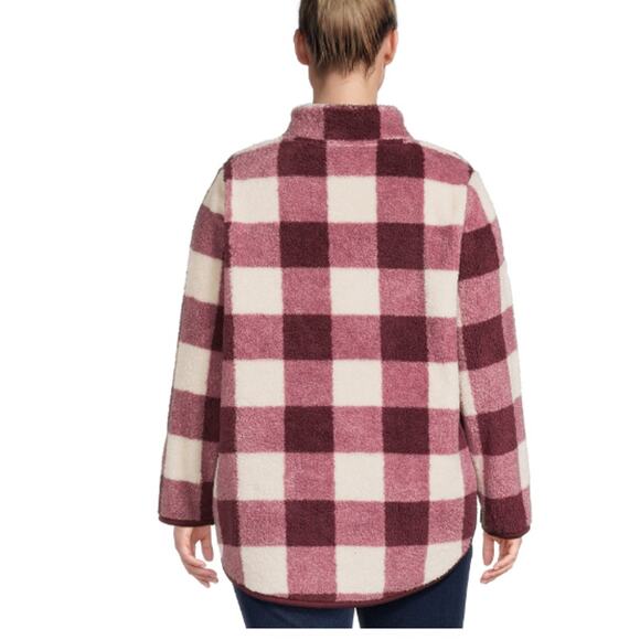 Terra & Sky Women’s Plus Size Quarter Snap Faux Sherpa Pullover, SIZE 1XL, 16-18 - Picture 5 of 7